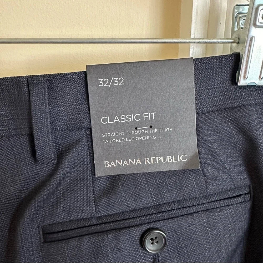 NWT Banana Republic Mens 32/32 Navy Blue Classic Fit Wool Dress Pants Career New - Picture 5 of 8
